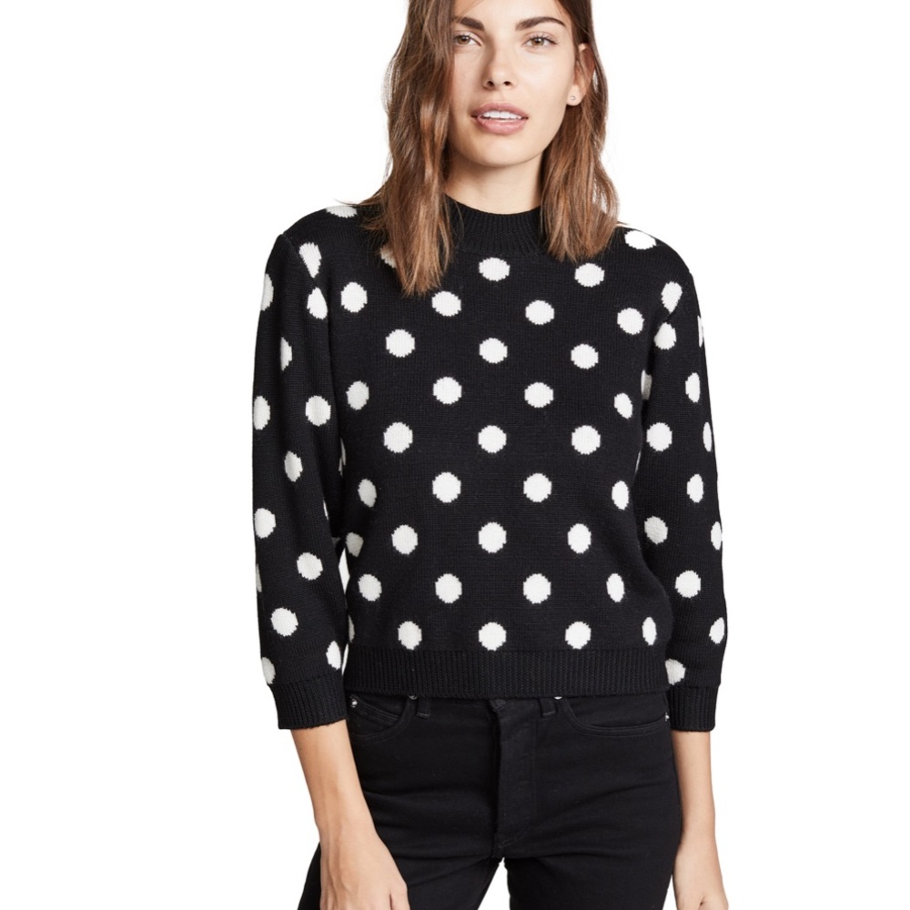 Joie Brettina Wool Polka dot Black white Sweater - Picture 1 of 8